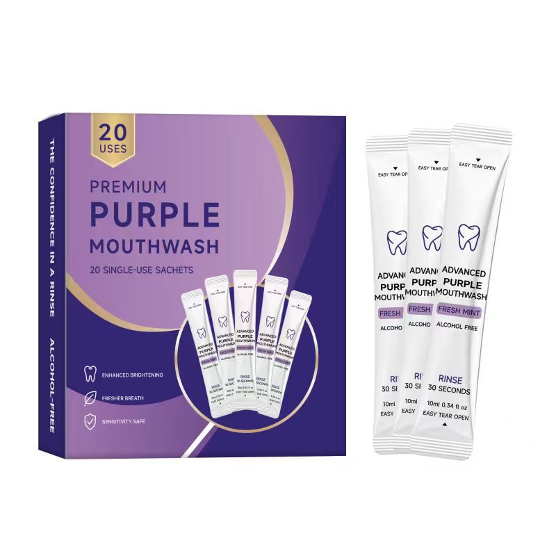 Purple Teeth Whitening Strips and Mouthwash Kit