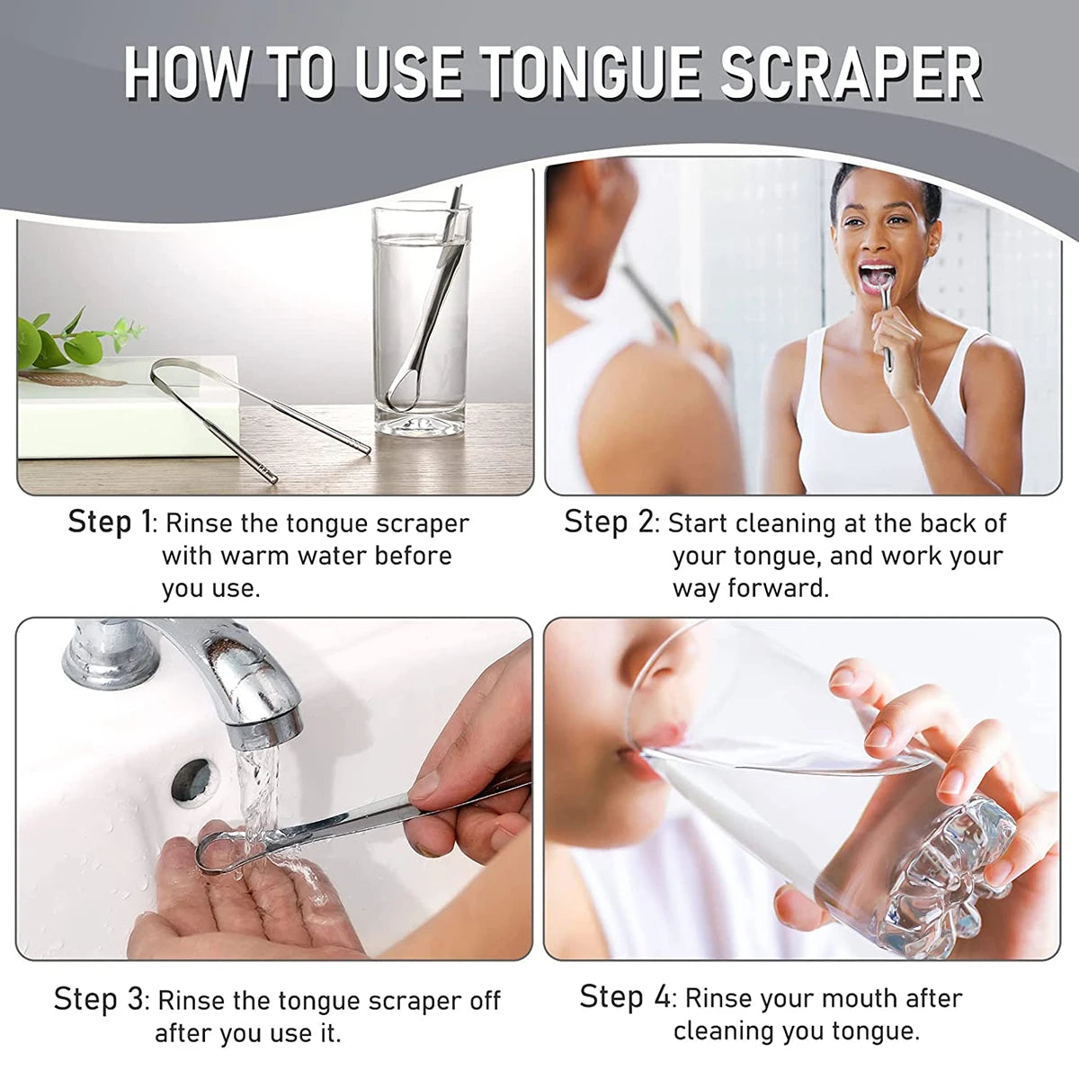 Premium 1Pcs/3Pcs Metal Tongue Scraper Cleaner for Adults & Kids, Portable Stainless Steel Tongue Scrapers Brushes for Removing