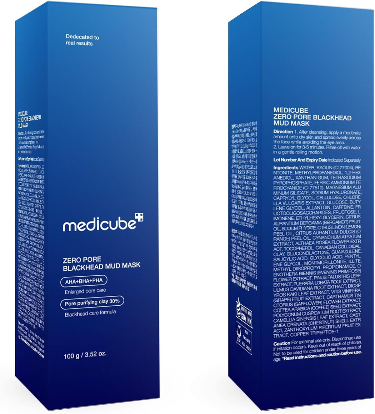 Zero Pore Blackhead Mud Facial Mask - Skin Cooling & Pore Tightening - 3 Minute Quick Dry Formula with AHA, BHA, PHA, and Pore-Purifying Clay - Korean Mud Mask 100G