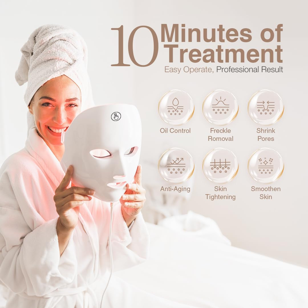 LED Light Theraphy Facial Skin Care Mask Collagen Boost 7 Color Lights Skin Rejuvenating Beauty Device