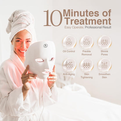 LED Light Theraphy Facial Skin Care Mask Collagen Boost 7 Color Lights Skin Rejuvenating Beauty Device