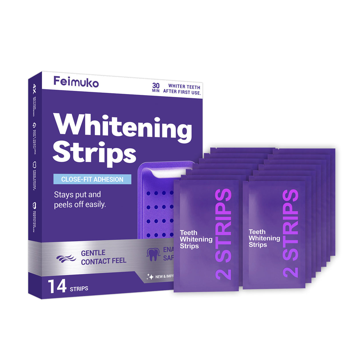 Purple Teeth Whitening Strips and Mouthwash Kit