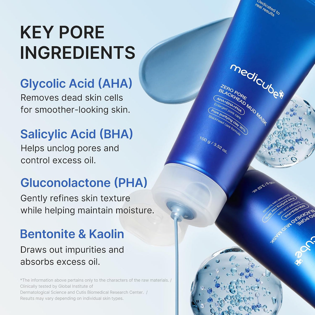 Zero Pore Blackhead Mud Facial Mask - Skin Cooling & Pore Tightening - 3 Minute Quick Dry Formula with AHA, BHA, PHA, and Pore-Purifying Clay - Korean Mud Mask 100G