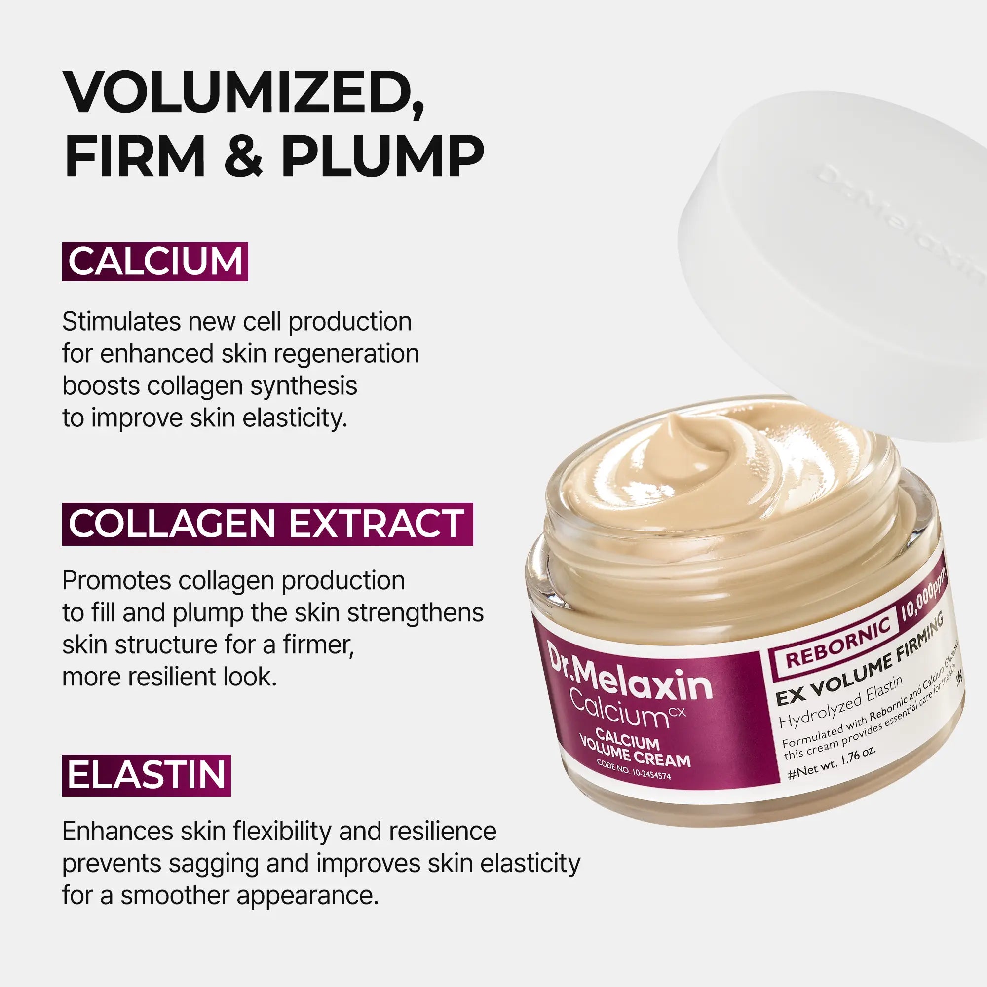 [Dr.Melaxin Official] Calcium Intense Volume Eye Cream | Anti-Aging, Elasticity, Volume | Korean Cosmetic | 1.7 Fl Oz (50 Ml)