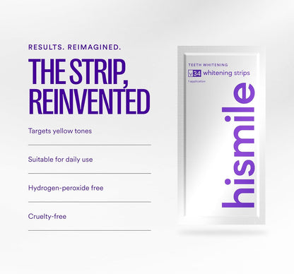 V34 Purple Teeth Whitening Strips, 14 Count, Peroxide-Free, Brightens Teeth in 30 Minutes, Combines Whitening and Colour Correction