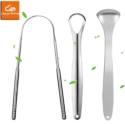 Premium 1Pcs/3Pcs Metal Tongue Scraper Cleaner for Adults & Kids, Portable Stainless Steel Tongue Scrapers Brushes for Removing