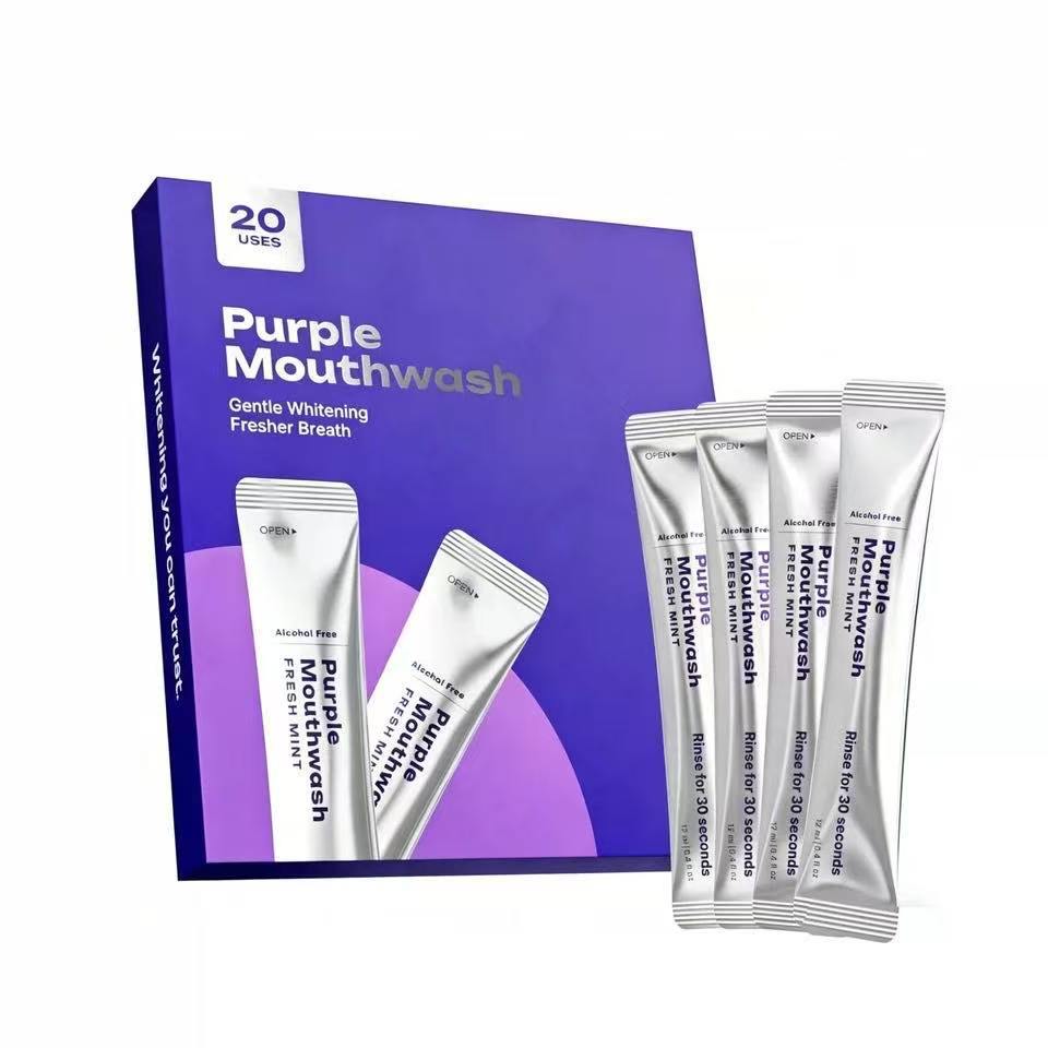 Purple Teeth Whitening Strips and Mouthwash Kit