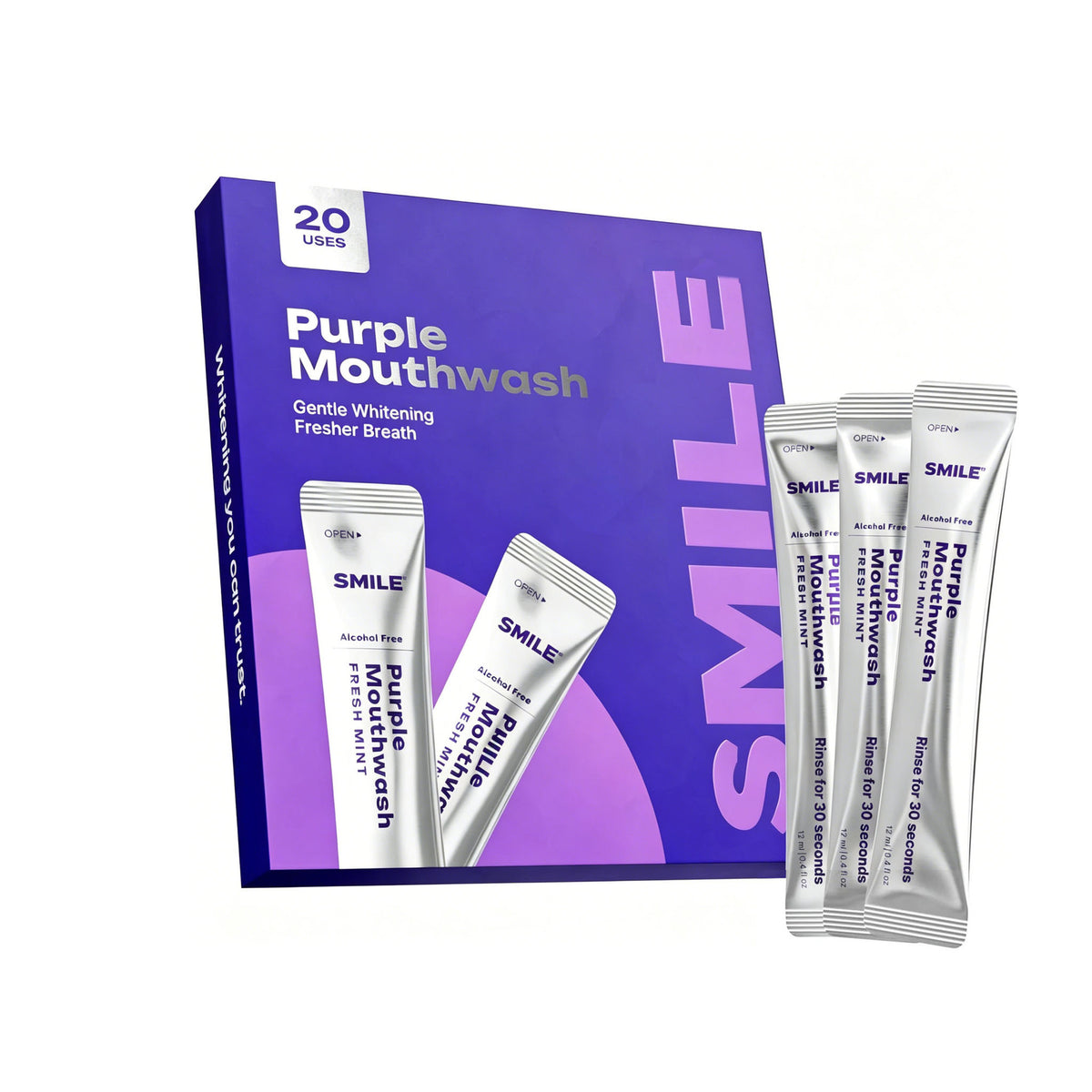 Purple Teeth Whitening Strips and Mouthwash Kit