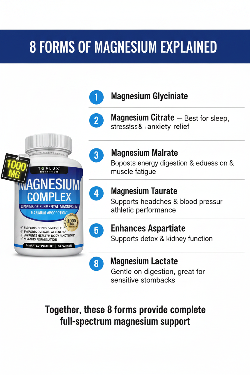8 forms of magnesium breakdown - each form with individual benefits