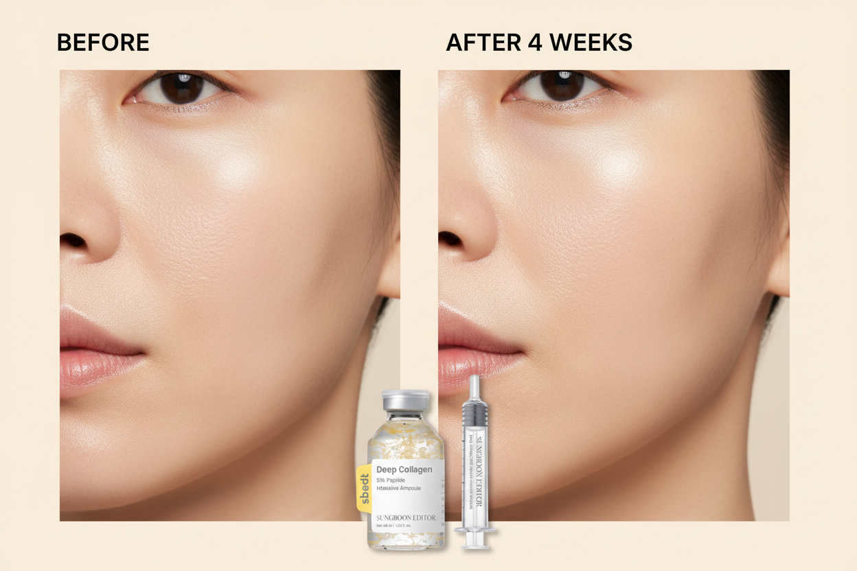 Before and after - firmer lifted skin transformation