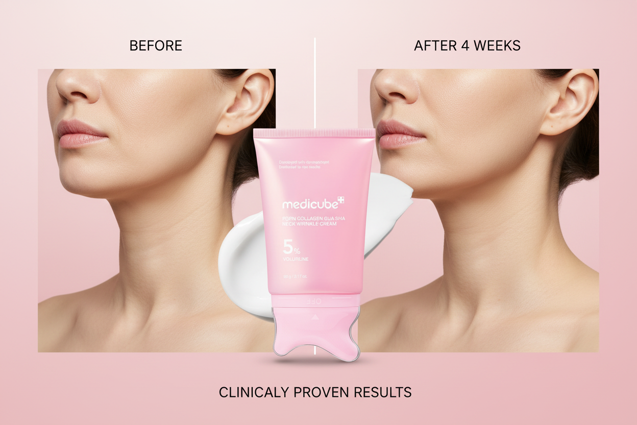 Before and after neck transformation