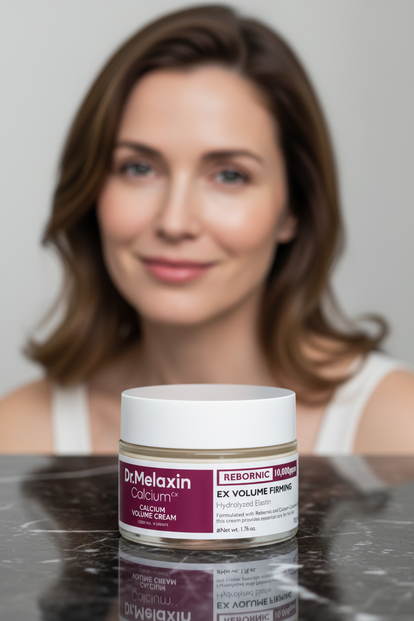 Hero campaign - natural model, Dr.Melaxin eye cream on marble