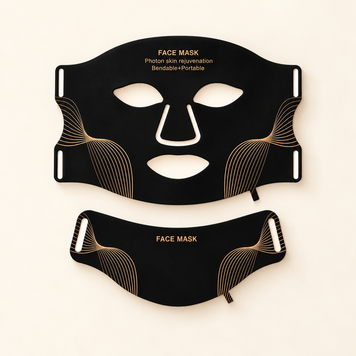 VELORA black and gold flexible LED face mask and neck piece