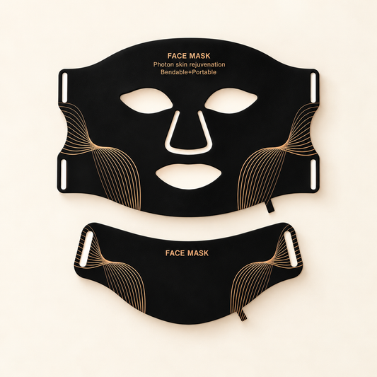 VELORA black and gold flexible LED face mask and neck piece